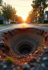 Sudden Sinkhole Ground Collapse Road Crater Disturbance Geology Natural Occurrence