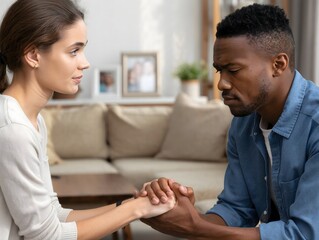 Obraz premium Couple Holding Hands in Support and Comfort - Empathy and Understanding