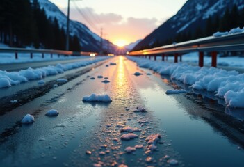 Transparent Dangerous Road Coating Black Ice Alert Hazardous Conditions Driving Safety Precautions