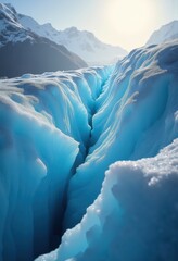 Turbulent Ice Tongue Visuals with Striking Blue Crevasses and Frozen Valleys