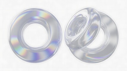 Clear iridescent circular ornaments