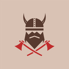 Scandinavian Viking Icon Illustration with Rune and Warrior Elements