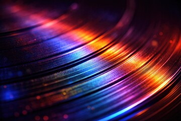 A Vibrant Exploration of Colorful Vinyl Records Reflecting Light in a Mesmerizing Display of Artistic Sound Waves and Musical Nostalgia
