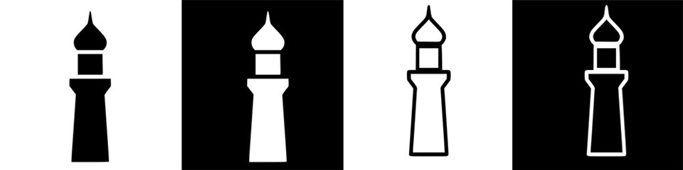 Obraz premium Stylized Minaret Icon Set for Religious Architecture and Cultural Design Elements