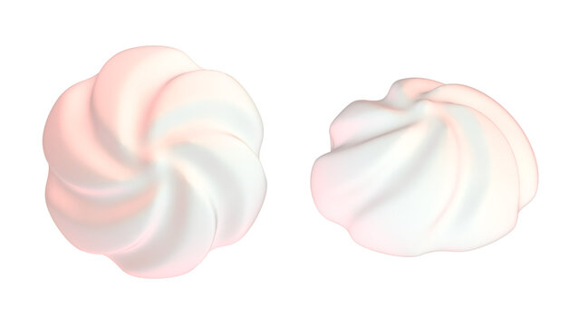白いホイップクリームの3DCGイラスト。真上から見たクリームと斜めから見たクリームの挿絵素材