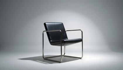 Modern black leather chair with sleek metal frame