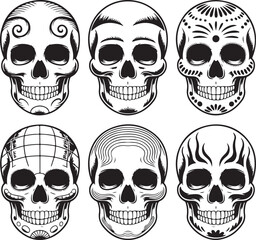 Sugar Skull Silhouette Bundle | Day of the Dead Skull Vector Set
