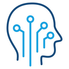 Artificial Intelligence Human Mind Outline Style