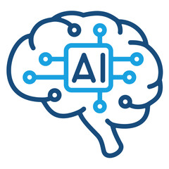 Artificial Intelligence Chip Brain Outline Style