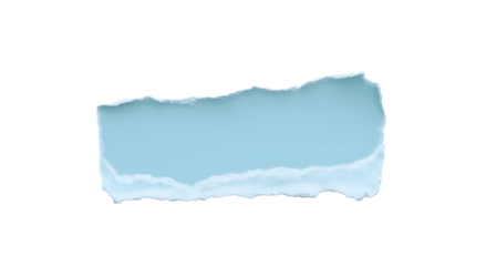 A blue torn paper background with a ripped grunge edge creates a blank frame texture for an empty banner design on a vector cardboard sheet illustration featuring a decorative tear hole and space