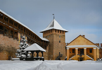 historic city castle winter snow