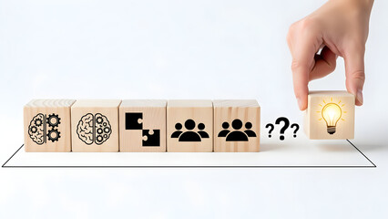 Business Idea Concept with Brain Gear Puzzle Teamwork and Lightbulb