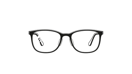 Fototapeta premium Black frame eyeglasses illustration on a white background.