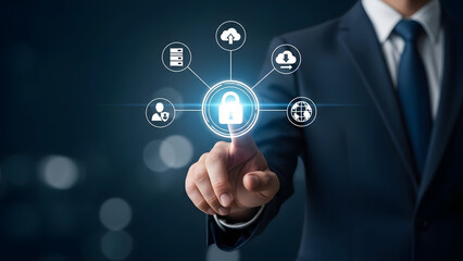 Data Security Business Concept Cyber Protection Padlock Safety Privacy Network