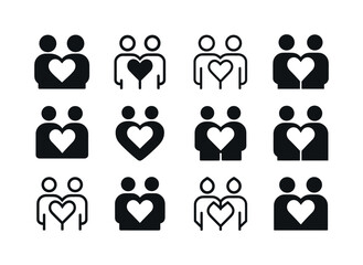 Emotional Needs Icon Set. Understanding emotional needs in romantic relationships. Icon set. Set Logo of understanding emotional needs in romantic