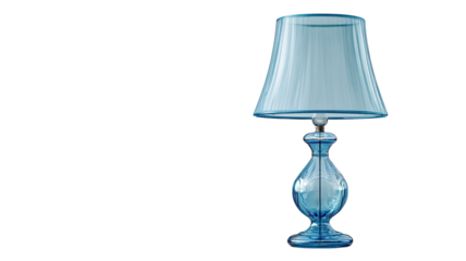 Classic table lamp with an elegant shade provides interior electric lighting and decorative illumination as a standalone home decor object isolated on a white background
