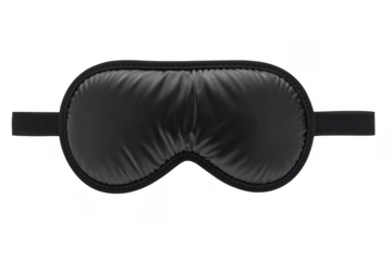 Black satin sleep mask with elastic strap black sleep mask isolated on a transparent background