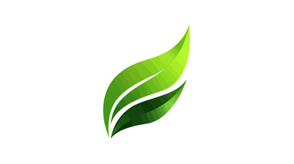 A stylized leaf design composed of three overlapping, gradient-filled green leaf shapes