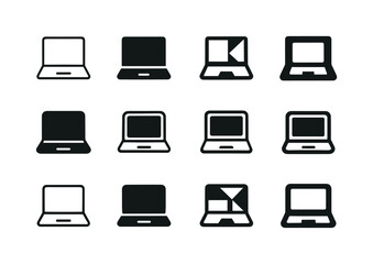 Freelance Logo Variations. Freelancing. Icon set. Set Logo of freelancing: laptop workspace. harmonious logo variations of the same emblematic concept, each