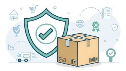 Delivery package protection guarantee for ecommerce illustration