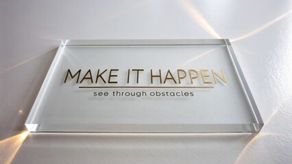 Clear acrylic plaque with MAKE IT HAPPEN quote