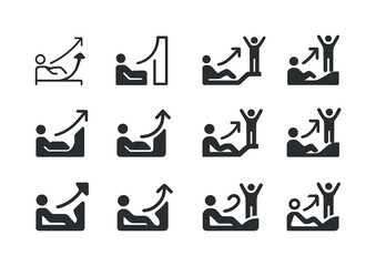 Fototapeta premium Medical Treatment Icons. Timeline of medical treatment. Icon set. Set Logo of timeline of medical treatment: patient recovery stages. harmonious logo