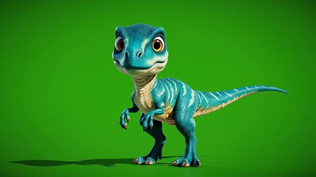 Animated T-Rex Dinosaur Character Showcasing Playful Movement Against Green