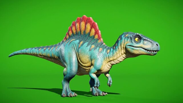 Animated Dinosaur Model Showcase Against Green Screen for Visual Effects