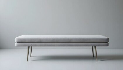 Modern gray upholstered bench with sleek metal legs