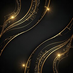 Glowing golden lines on a dark background with sparkling lights