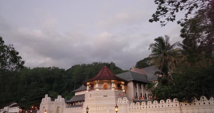 Temple of the Sacred Tooth Relic (Sri Dalada Maligawa) in Kandy at Evening, Sri Lanka