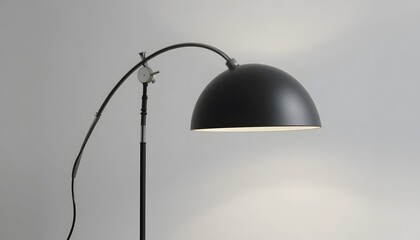Modern black floor lamp with adjustable arm and dome shade