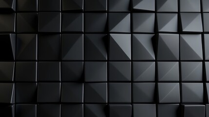 A close-up view of a modern black cube-shaped wall with a sleek and futuristic design