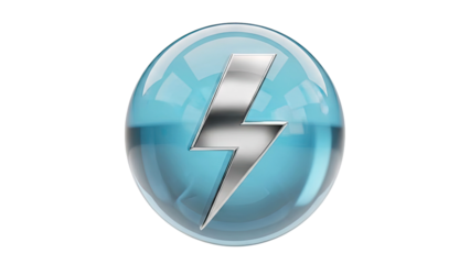 Blue Sphere with Silver Lightning Bolt Icon