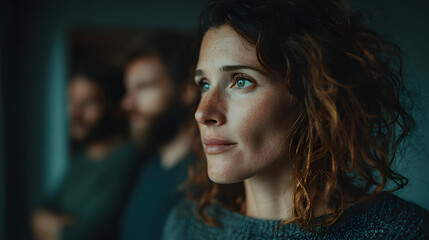 Pregnant Woman With Two Male Partners Having Them Take Paternity Tests Expecting Results Fatherhood Motherhood Polygamy Worried Stressed (Generative AI)