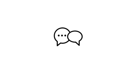 Two speech bubbles are adjacent, black outlines with a white fill, on a white background