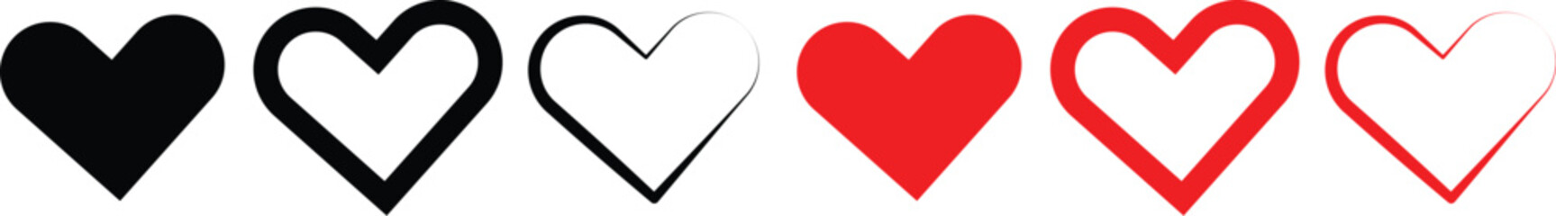 Ultimate Graphic Design Toolkit of Red and Black Heart Icons for Wedding and Valentine's Day Projects