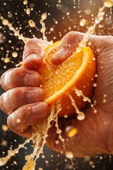 Squeezing an orange with you hand