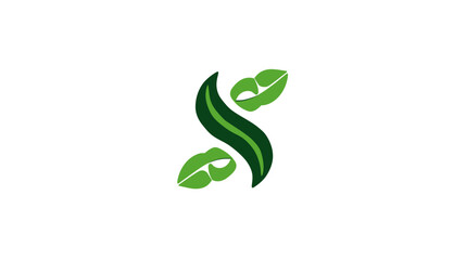 Modern abstract logo featuring a dark green, stylized "S" shape with lighter green leaf-like elements