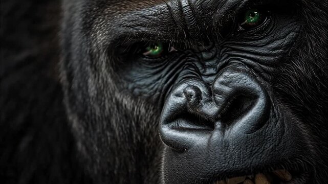 Majestic silverback gorilla staring directly with powerful expression