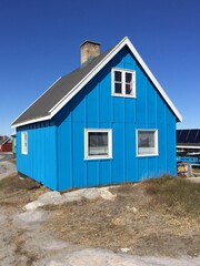 Blue house in Ilulissat, Greenland