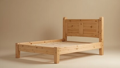 Simple wooden bed frame in natural finish