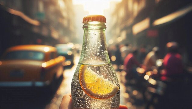 Traditional Indian Goli Soda Banta bottle with marble for summer refreshment.