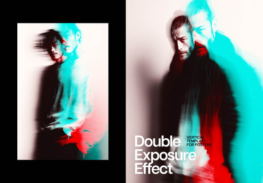 Double Exposure Poster Photo Effect Mockup