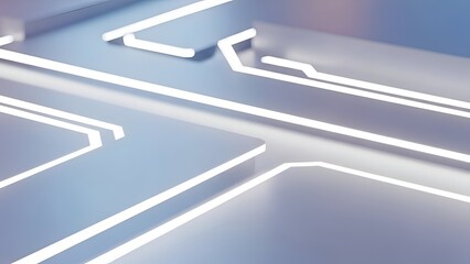 Abstract Glowing Lines on Metallic Surface in Silver Blue and Purple Tones