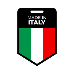 Made in Italy Badge Label with Italian Flag Design. Ideal for product packaging, branding, quality labels, fashion, manufacturing, and premium product identity.