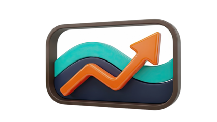 3D Growth Arrow and Wavy Lines Chart