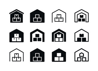 Supply Chain Icon Set. Retail supply chain efficiency and cost management. Icon set. Set Logo of retail supply chain efficiency and cost management: warehouse