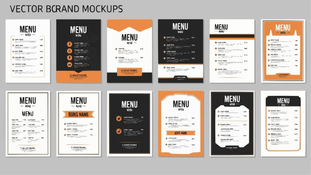 Vector brand mockups for menus in various design styles and color schemes