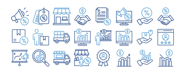 Sales And Marketing icon collection. Containing design Promotion, Price Tag, Retail, Deal, Tax